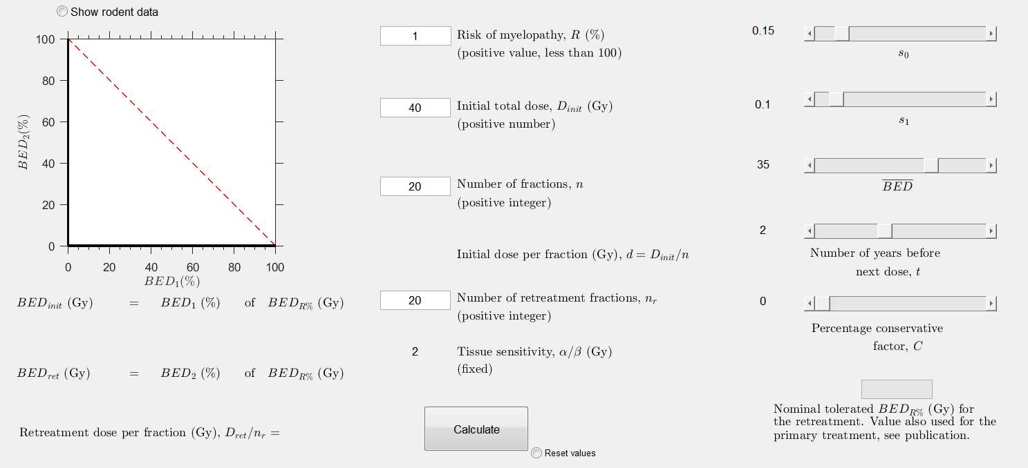 The Biological Effective Dose calculator interface